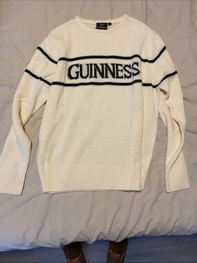 Guinness Cream Crewneck Sweater with Dark Green Trim